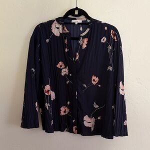 Vince Navy Floral Blouse